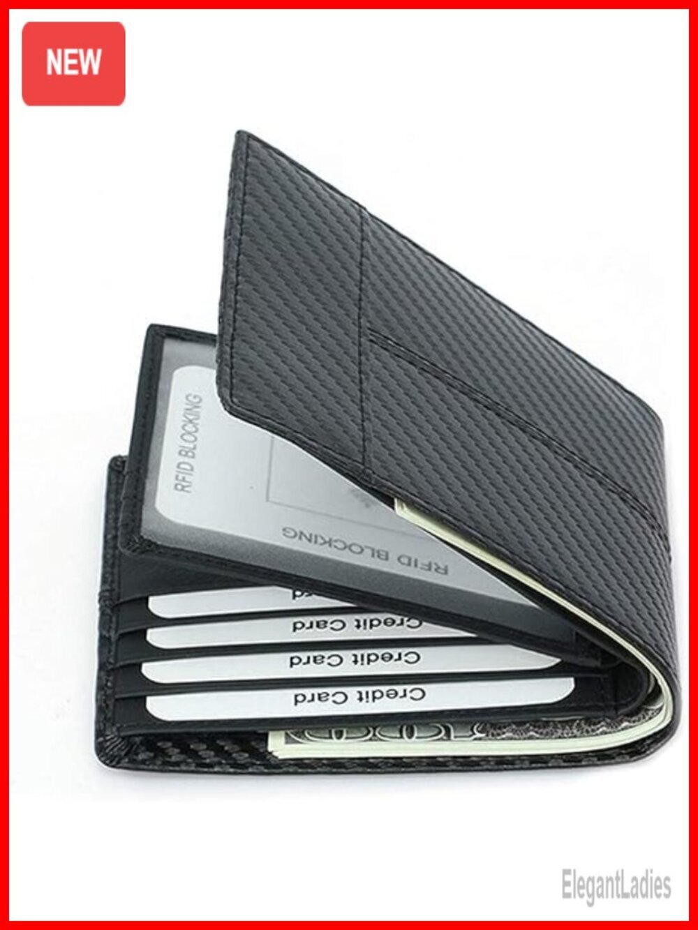 Carbon Fiber RFID Blocking Card Wallet with Cash Slot